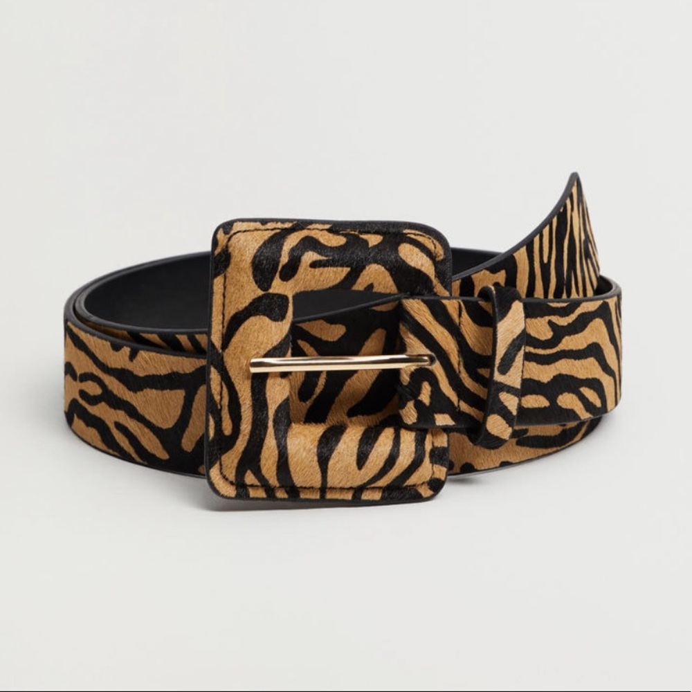 Mango zebra print hide belt